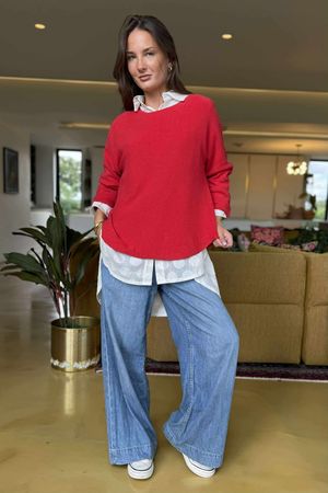 Made in Italy Conrad Body Skim Knit Jumper Rouge